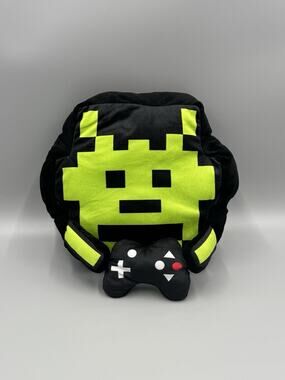 Green Black Video Gamer Holding Game Controller Plush 10” Stuffed Toy